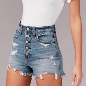 Abercrombie & Fitch High Waist Blue Denim Shorts
